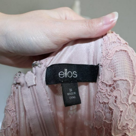 Ellos Lace Tea Above the Knee Length Dress Pink 26 - Picture 7 of 10